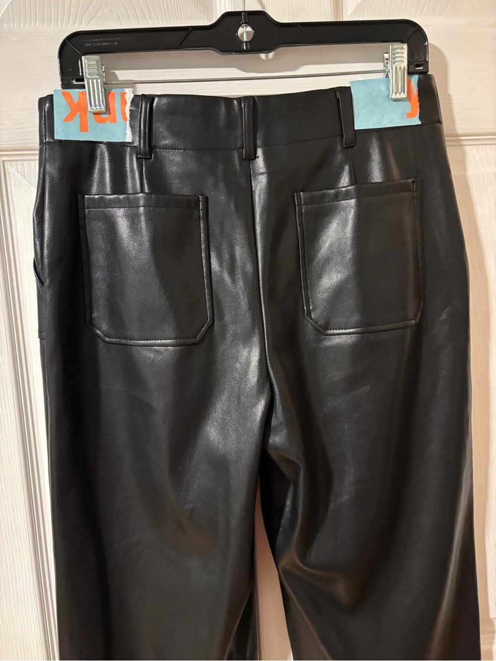 Avec Les Filles Black Faux Leather Wide Leg Cropped Pants w/Front Pockets S - Picture 4 of 10